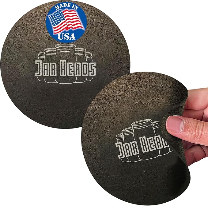 JAR HEADS Rubber Jar Opener Gripper Pad 2 Pack - Thick 5 Inch Grippers for Opening Jars Made in the USA - Jar Opener for Weak Hands & Seniors with Arthritis