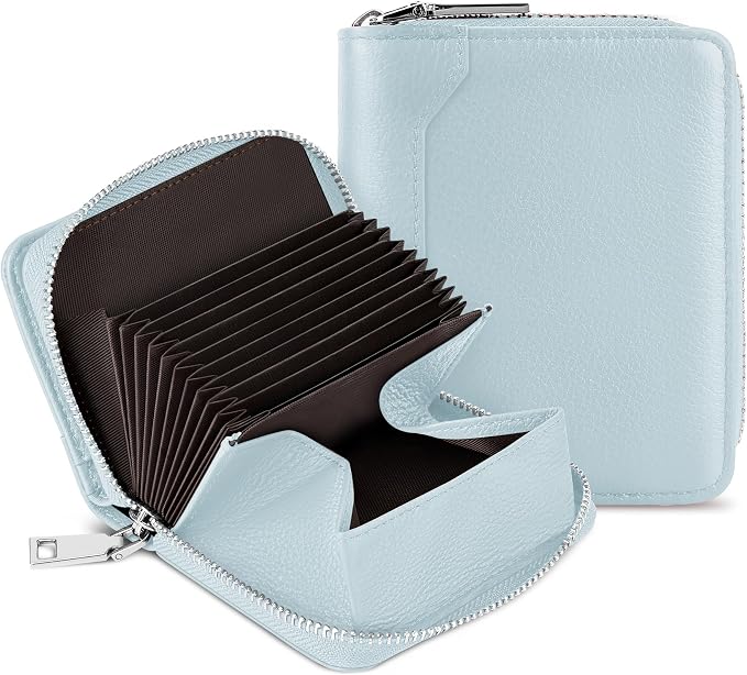 HUANLANG Mens Wallet RFID Blocking Multi Card Holder Wallets for Men Bifold Wallet with Zipper Small Men's Leather Wallet