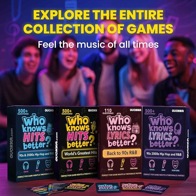 QUOKKA Who Knows Lyrics Better 500+ Lyric Challenges – 90s & 2000s Hip-Hop & R&B Edition – Ultimate Music Trivia & Singing Game for Adults & Families – Fun Karaoke & Party Game Night for Music Lovers