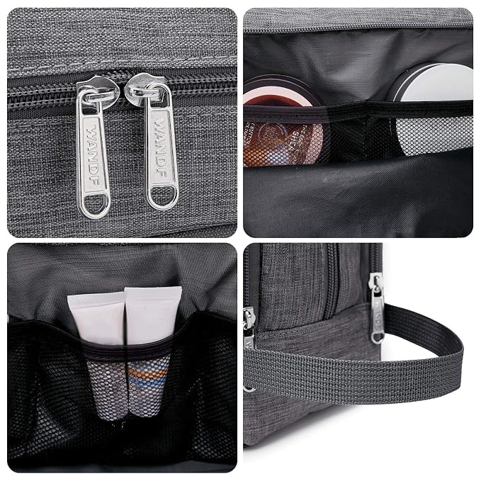 WANDF Travel Toiletry Bag for Men, Small Dopp Kit for Toiletries | Water-Resistant Fabric, Travel Bag for Toiletries, Compact Storage, Shaving Accessories, Weekend Trips