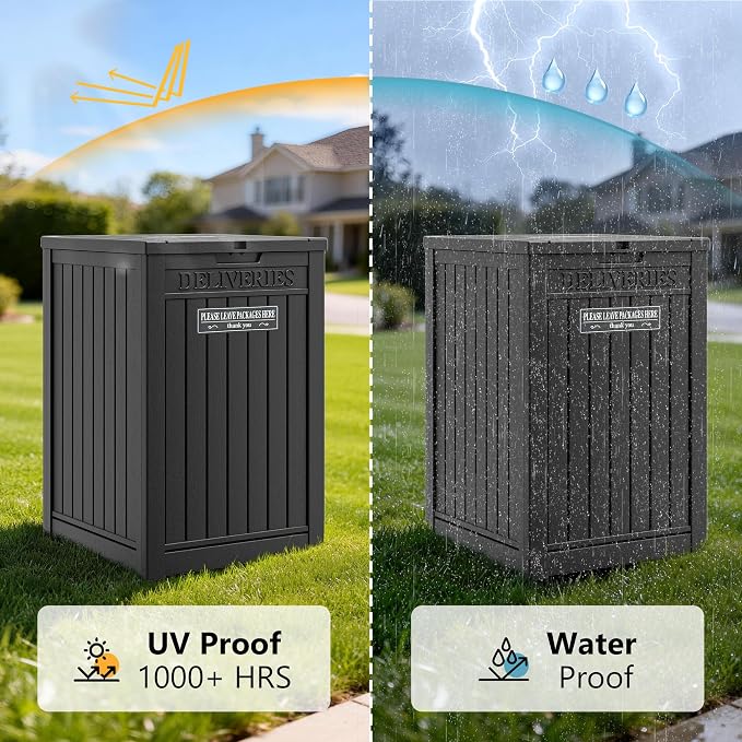 Package Delivery Box for Outside, Waterproof Outdoor Storage, Black