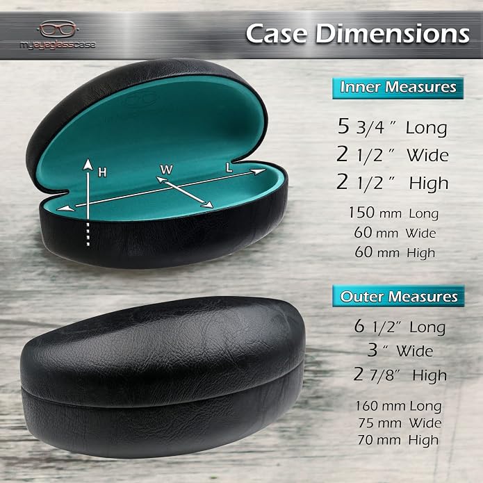 MyEyeglassCase - Large Sunglasses Case - Glasses Holder with Pouch & Cloth - Eyeglass Hard shell Medium - Extra Large frames