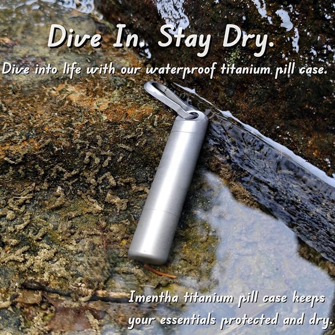 Titanium Keychain Pill Holder - Waterproof 3-Compartment, Gray | Premium pure titanium with a matching keychain. 3 detachable layers for travel. Odorless, rustproof EDC pill organizer