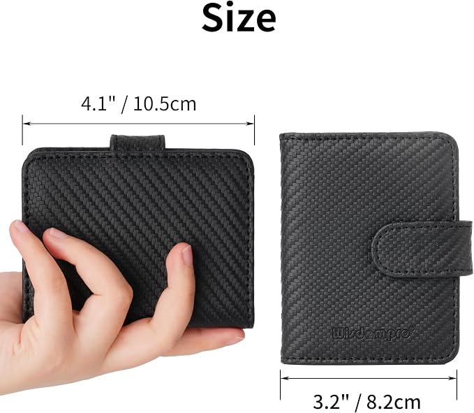 Wisdompro Credit Card Holder, RFID Blocking Wallet Debit Card Protector | Slim Leather Credit Card Organizer Case, Card Case with Magnetic Shut, 20 Card&7 Memory Card Slots-Vertical Microfiber Black