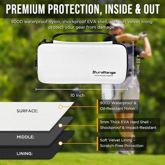 DURARANGE Golf Accessories Organizer Case with Glove Shaper | Organizes gloves, balls, tees, markers and divot tools with elastic loops, mesh pockets and a removable glove shaper.