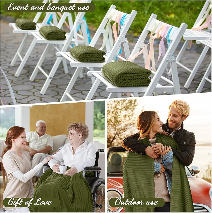 Buryeah 6 Pcs Flannel Throw Blanket Bulk 50 x 60 in Sleepover Blanket Outdoor Wedding Throw Lightweight, Oeko-tex Standard 100 Certified for Sofa Homeless Gifts (Army Green)