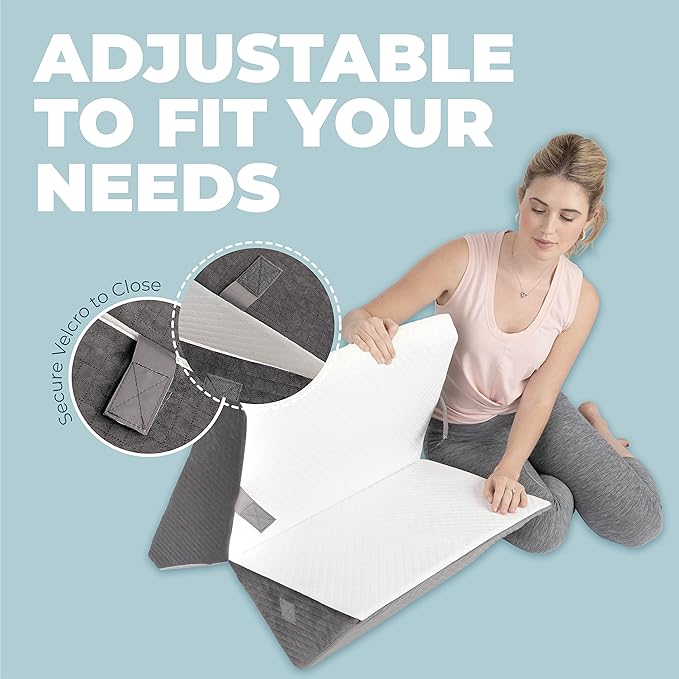 Kolbs Memory Foam Adjustable Bed Wedge Pillow - Wedge Pillow Set for After Surgery - 9 and 12 inch Height Plush Velvet Cover Multi Use for Sleeping and Acid Reflux (Adjustable Height)