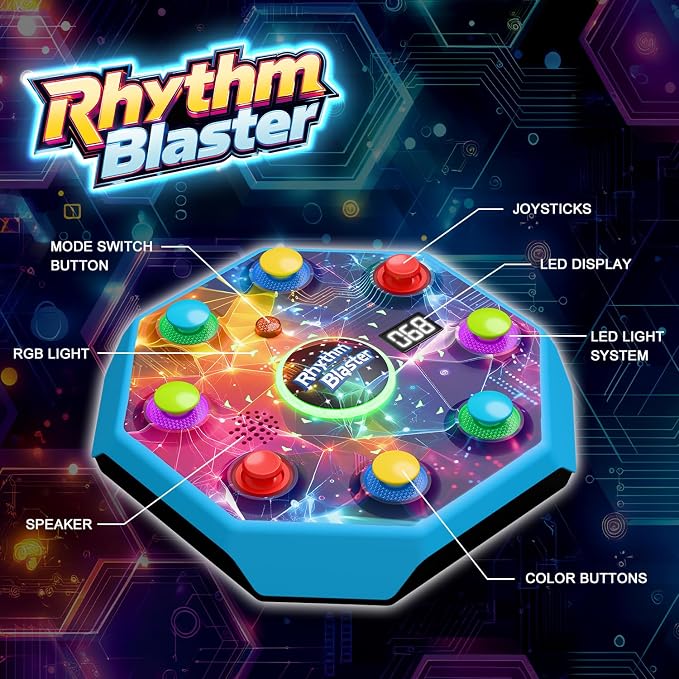 Electronic Reflex Game for Solo & 2 Players | Light-Up Memory & Reaction Toy with 4 Game Modes, Tabletop Family Game Gift for Kids 6 7 8 9 10 11 Year Old Boys & Girls
