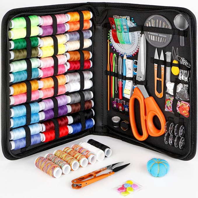 Sewing Kit for Adults,Maxfanay Needle and Thread Kit for Sewing,Professional Sewing Supplies Accessories with Tailor Scissors,43XL Thread,30 Needles,Yarn Snips and More for Travel Home Beginners