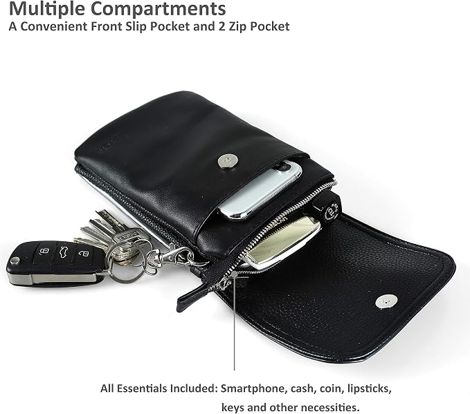 befen Genuine Leather Small Crossbody Bags for Women Cell Phone Travel Bag | Soft Real Leather, Adjustable Shoulder Strap, Card Slots, Compact Size, Daily Travel Shopping Outing Use, Phone Purse