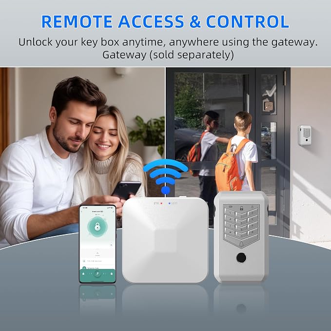 Smart Lock Box, Key Lock Box for Outside, WiFi Lock Box App Controlled, Realtor Lock Box with Bluetooth Digital Keypad, Outdoor Security Box for Keys for Homeowners Families Agents Office