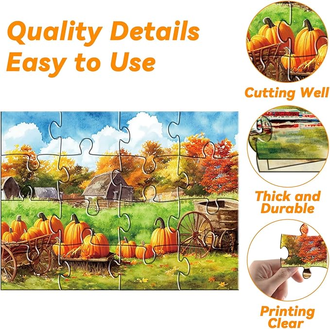 5 Packs 16 Piece Large Jigsaw Puzzles for Elderly Dementia Alzheimer's Products Activities, Alzheimer's Puzzles Cognitive Games for Adults Elderly Seniors with 5 Storage Bags