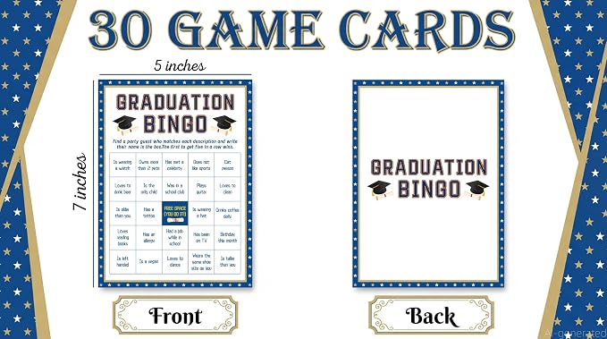 30PCS 2026 Graduation Party Game Cards, Graduation Bingo Game, Senior High School & College Graduation Party Favors-MG02