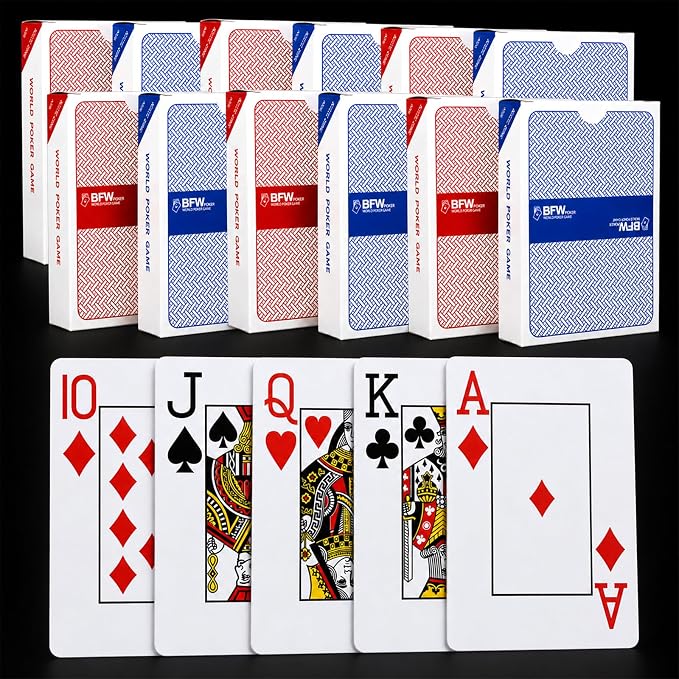 Playing Cards 12 Pack,Large Print Playing Cards for Adults, Seniors and Low Vision People,Waterproof Durable Standard Poker Cards for Blackjack, Euchre, Canasta and Family Game Nights