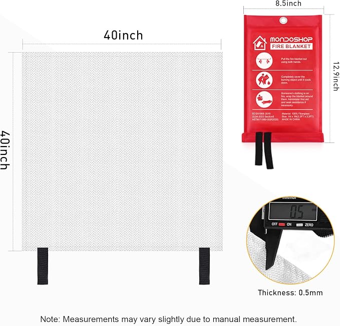 Mondoshop Fire Blanket for Home Kitchen Camping 12 Pack Emergency Fire Blanket Fire Resistant Blanket for Grill, Car, Office, Warehouse, School, Picnic, Garages, Workshops