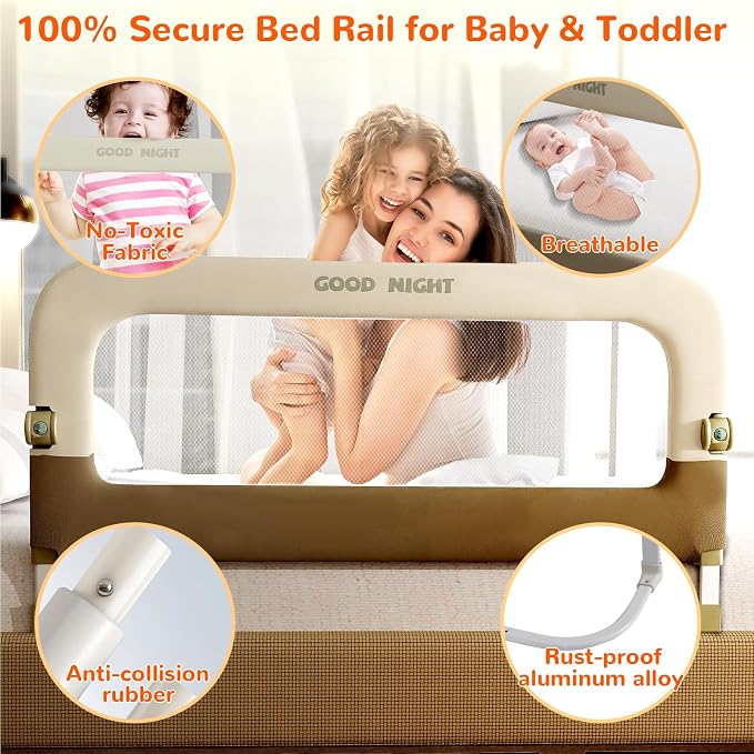Bed Rail for Toddlers, 32 Inch Toddler Bed Rails, Bed Rail for Baby | Adjustable Heights, Folding up Portable, Safe Metal Frame, For Baby, For Crib, Twin, Bunk, Full Size, Queen & King Bed