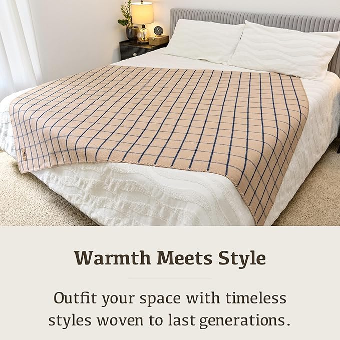 Chubbuck 100% Wool Blanket Camping (60" x 84") - Large Warm Blankets for Camping, Emergency, Outdoor Concerts and Home Use - Fire Retardant Blanket, Soft and Warm Blankets for Winter (Scotch)