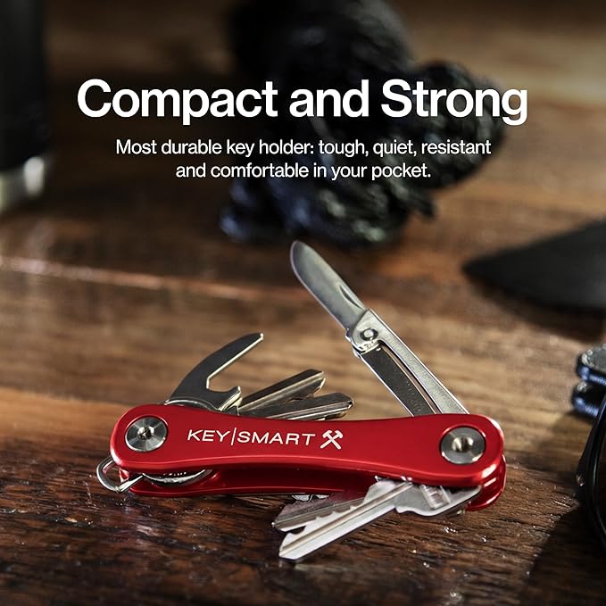 KeySmart Rugged Keychain Multitool Key Holder, Up to 14 Keys | Key Organizer for EDC. Expandable, Durable Build, Reduces Key Chain Bulk & Jingle, Pocket Clip & Bottle Opener Included