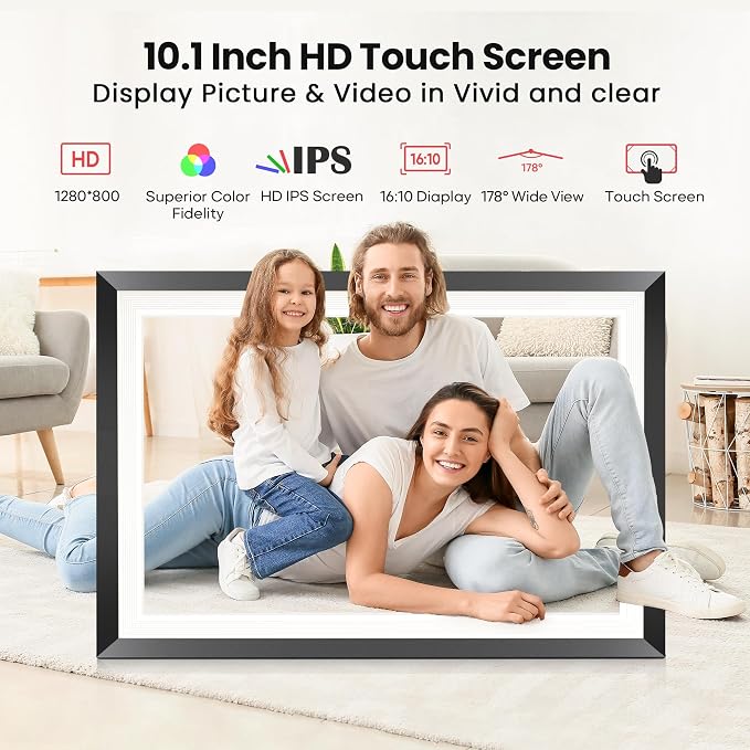 RCA 10.1" WiFi Digital Picture Frame, Electronic Photo Frames 32GB Storage, HD IPS Touch Screen WiFi Frame/Auto Rotate/Wall Mounted, Easy Setup in Uhale App to Share Photo/Video Anytime | (2 Pack)