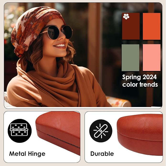 MyEyeglassCase - Large Sunglasses Case - Glasses Holder with Pouch & Cloth - Eyeglass Hard shell Medium - Extra Large frames