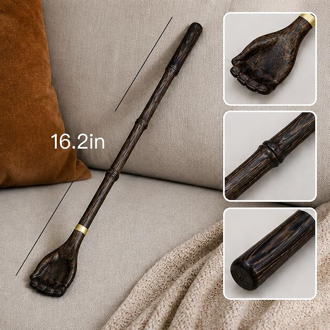16.2 Inch Long Handle Wooden Back Scratcher, Wenge Hand Backscratcher for Adults