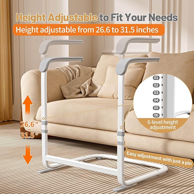 Stand Assist Aid for Elderly, Six-level Height Adjustable Chair Lift Assist Devices for Seniors, Universal Devices to Lift Elderly Off Floor, 21-inch Seat Width Standing Aids & Supports, Stand Up Rail