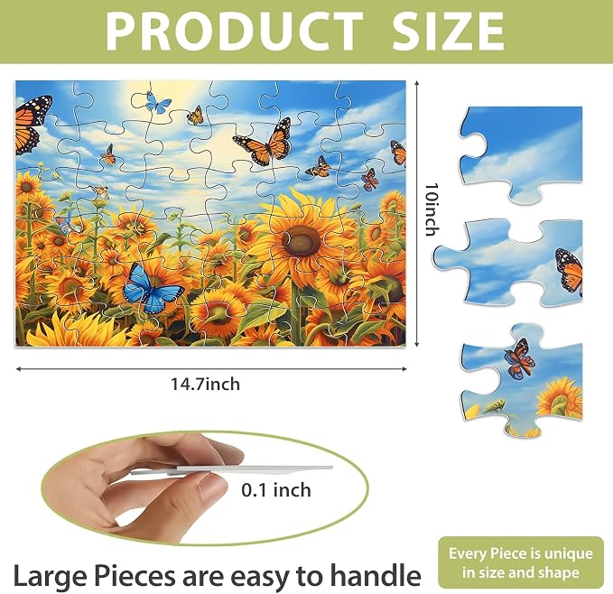 Biarek 6 Pack 36 Large Piece Puzzles for Seniors Puzzle Dementia Alzheimer's Products Activities for Elderly Adults Easy Jigsaw Puzzle Alzheimer's Gift for Patients in Nursing Home with 6 Storage Bags