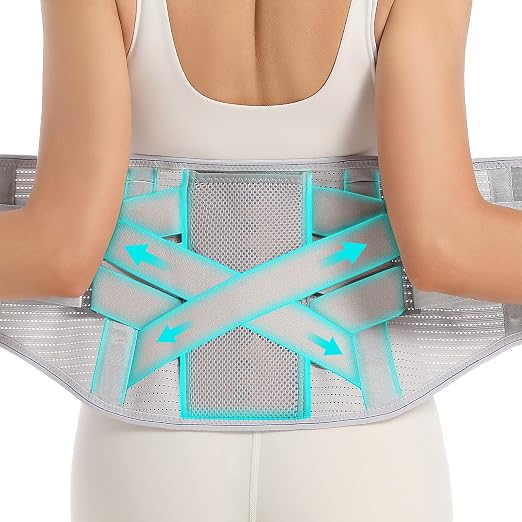 Back Brace for Lower Back Pain - Lumbar Support with Bionic Support System, Adjustable Belt for Men Women, Relieves Sciatica, Herniated Disc, Scoliosis, Posture Correction for Workout, Daily Use, Heavy Lifting(XX-Large, Grey)