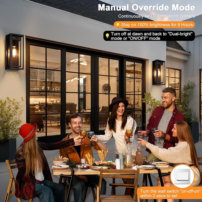 15" Motion Sensor Outdoor Wall Lights, Outdoor Sconces, 2 Pack | Dusk to Dawn, Large Size, Anti-Rust, Waterproof, Easy Installation, Black Modern Exterior Lighting Fixtures for House Porch
