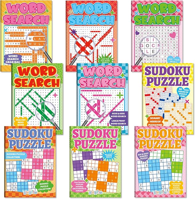 9 Pack Large Word Search Puzzle Books for Adults Aging Seniors 6.5x9 Inches Word Find Puzzle Books with Large Print Words Activity Book Variety Themes Brain Games and Stress Relief