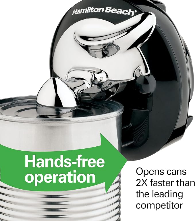 Hamilton Beach Walk 'n Cut Electric Can Opener for Kitchen,Use On Any Size,Automatic and Hand-Free,Cordless & Rechargeable,Easy Clean Removable Blade,Black (76501G),(Pack of 2)