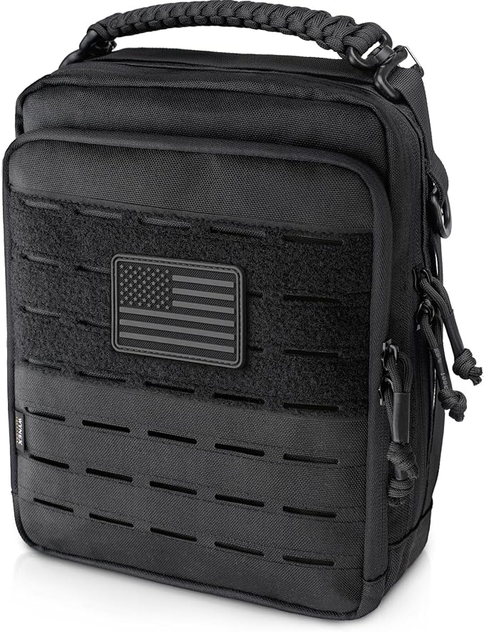 WYNEX Tactical Molle Admin Pouch, Molle Pouches of Double Layer Design | Utility EDC Pouch Organizer, Modular Tool Pouch, Medical EMT Attachment Bag,Large Capacity, Elastic Webbing Insert Panel