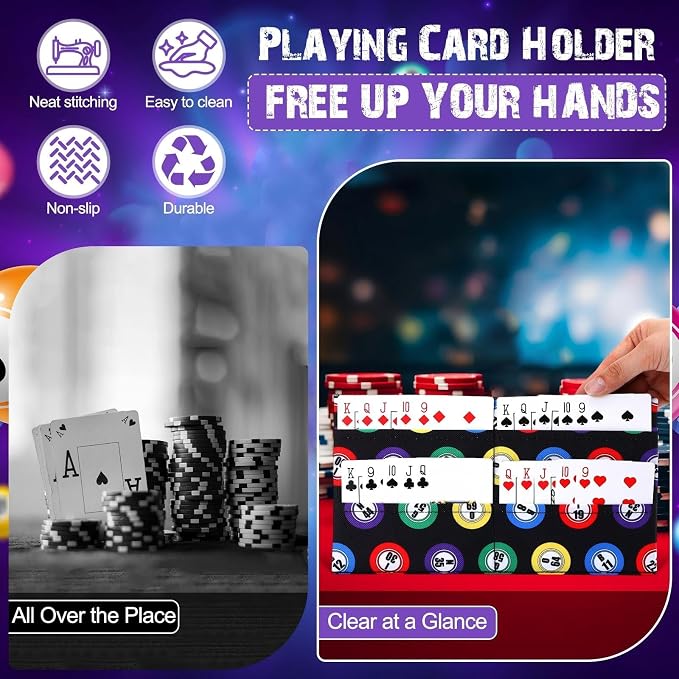 Eersida 1 Pack Bingo Card Holder for Pull Tabs Playing Card Holder Bingo Accessories Canasta Poker Bridge Family Game Night Supplies for Adults (Classic Style)