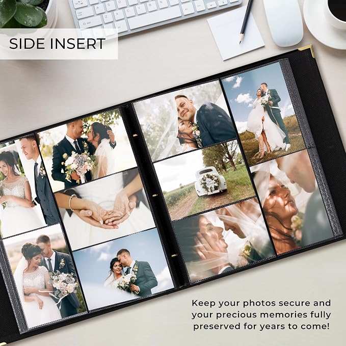 Beautiful Linen Photo Album For 4x6 Photos - Safely Holds Up To 500 Pictures of Unique Memories - The Perfect Large Photo Book To Store All Pictures of Treasured Family, Baby or Wedding Moments