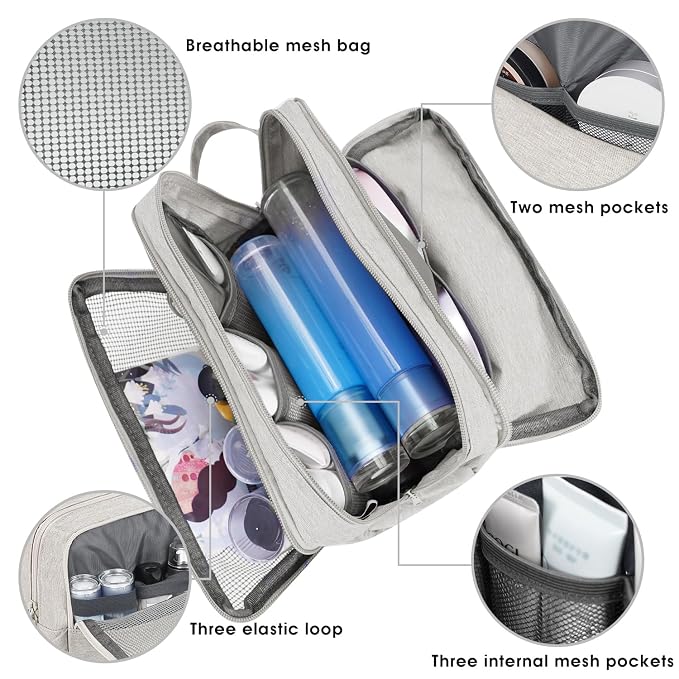 WANDF Travel Toiletry Bag for Men, Small Dopp Kit for Toiletries | Water-Resistant Fabric, Travel Bag for Toiletries, Compact Storage, Shaving Accessories, Weekend Trips