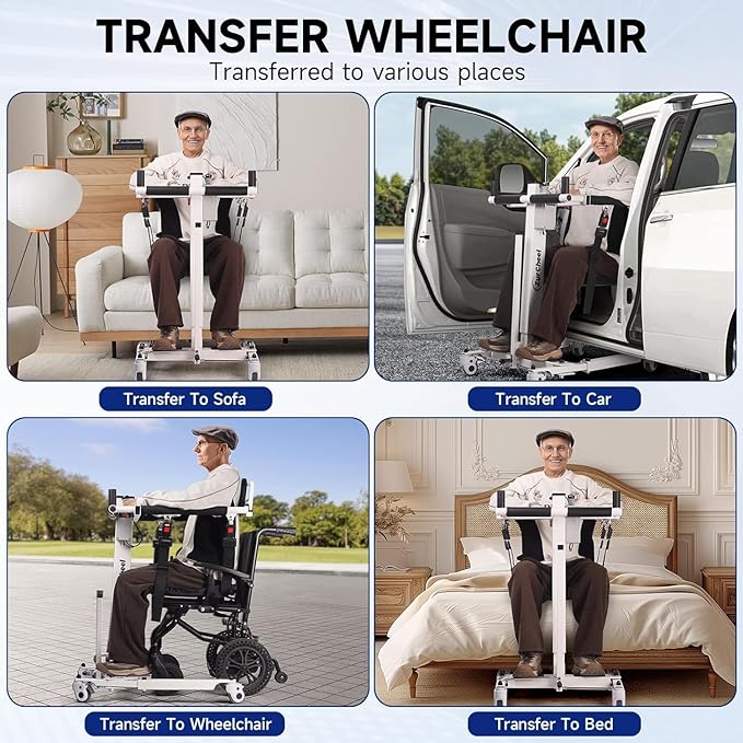 Electric Patient Lift Transfer Chair, Electric Transfer Lift for Home with Adjustable Height for Seniors, Electric Assist Lift Aid for Seniors - 300 lb Capacity, IPX54 Waterproof for Shower