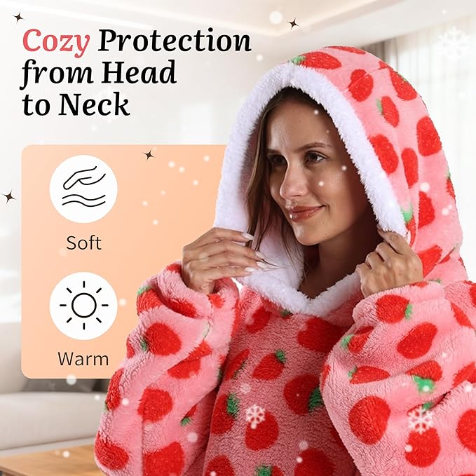 Blanket Hoodie, Long Hooded Blanket Sweatshirt as Birthday Gifts for Women Men, Long Wearable Blanket for Women Men.