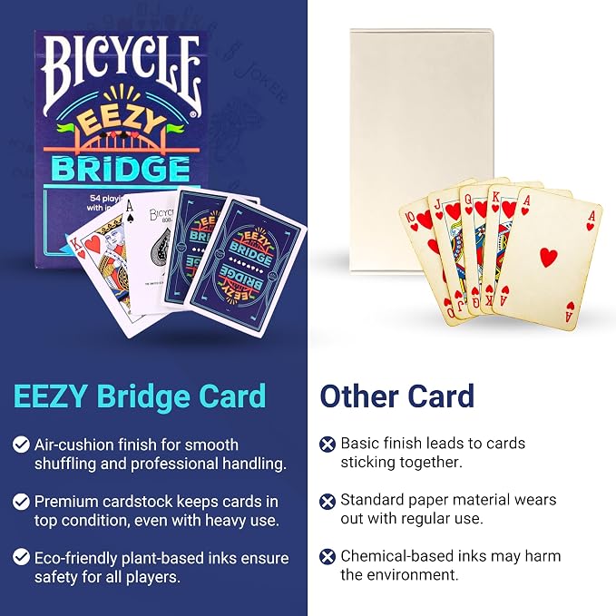 Bicycle Premium Playing Cards with Bonus Game & App – Standard Poker Deck with 52 Cards, 2 Jokers, 2 Rule Cards, Air-Cushion Finish – Eco-Friendly Inks, Durable Cardstock