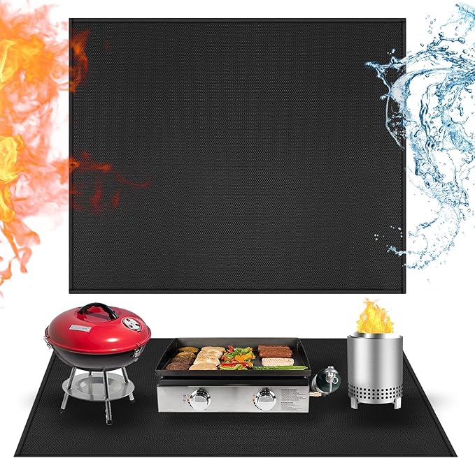 Heat Resistant Mats for Countertop fits Tabletop Grill, 36x30x0.04in, Black | 1022℉ Fireproof grill mat for countertop/table protection, fits gas/charcoal grills, pizza ovens, fits Blackstone & Ninja