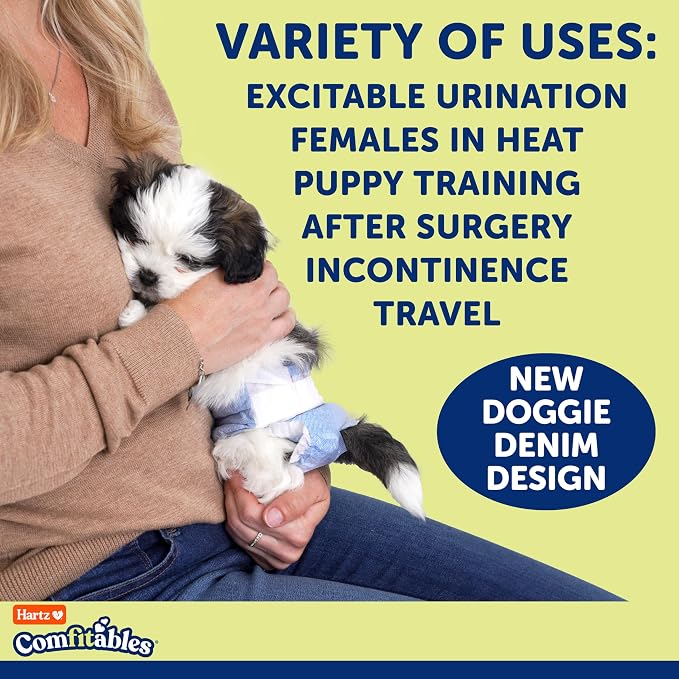 Hartz Comfitables Disposable Dog Diapers, Size Medium 12 Count, Comfortable & Secure Fit, Easy to Put On, Super Absorbent Male and Female Diaper