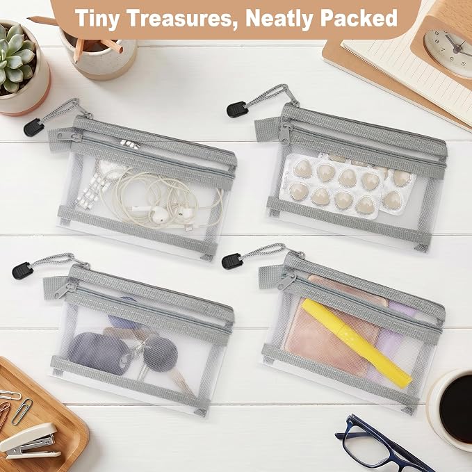 Lock Box for Medicine Small, Lockable Storage Bin with Security Lid, Small Lock Box for Pills, First Aid Kits, Snacks, Phone, Fridge, School Mesh Zipper Pouch Included