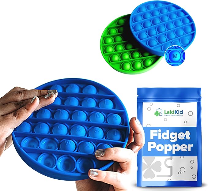 LakiKid Fidget Toys Fidget Pack – Educational Sensory Fidget Toy – Durable, Quiet Fidget Toy with Silicone Alphabet Push Pop It Bubble, Ideal for Learning, Focus & Stress Relief Toys for Kids & Adults