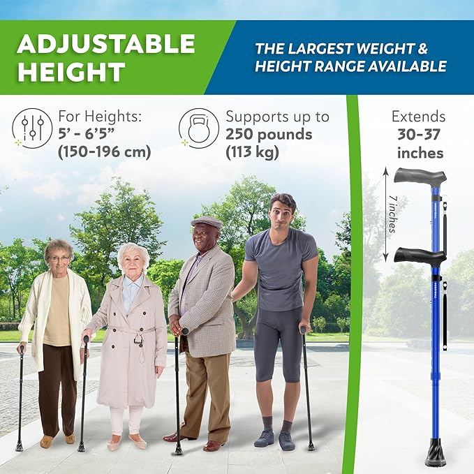 HONEYBULL Walking Cane for Men & Women – Foldable, Adjustable, Lightweight Cane with Air Cushion Tip for Stability & Ergonomic Grip, Heavy Duty Walking Sticks for Seniors