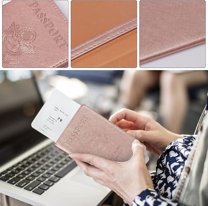 TIGARI Passport Holder for Travel Women Men, Valentines Day Gifts PU Leather Wallet Cover Case Sleeve, Waterproof Protected Document Organizer, Vacation Plane Cruise Travel Essentials