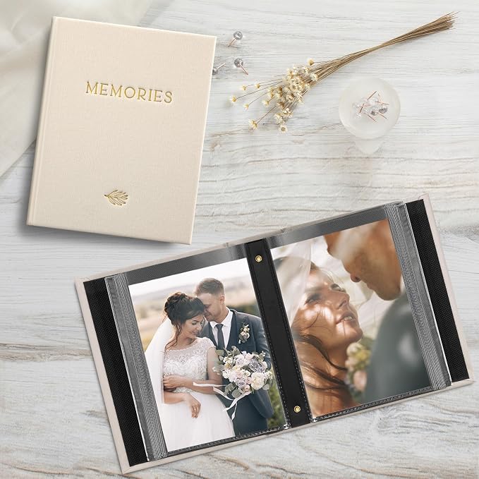 Beautiful Linen Photo Album For 4x6 Photos - Safely Holds Up To 100 Pictures of Unique Memories - The Perfect Large Photo Book To Store All Pictures of Treasured Family, Baby or Wedding Moments