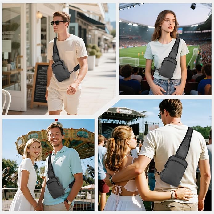 Sling Bag, Crossbody Bag with Zipper Lock, RFID Blocking & Water Resistant for Men and Women