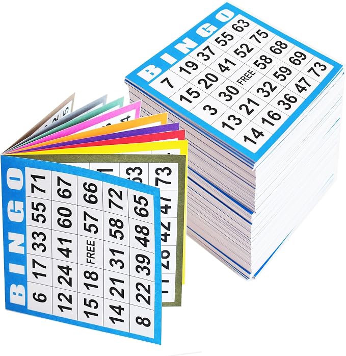 Yuanhe Bingo Game Cards Disposible – 1 Card 10 Sheets – 100 Books -10 Colors for Large Groups