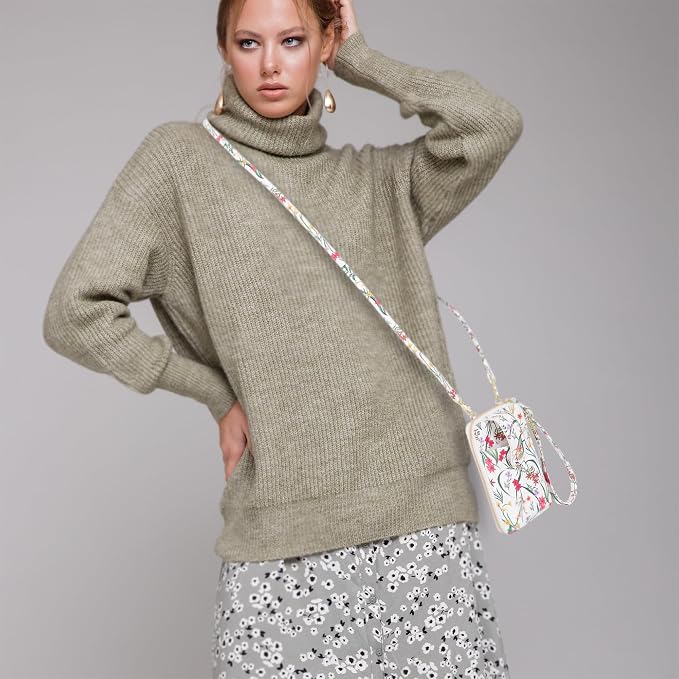 Mundi Jacqui RFID Crossbody Wallet for Women, Vegan Leather Small Travel Handbag with Phone Holder, Compact Organizer with Card Slots and Removable Strap, Vacation Purse in Dear Daisy