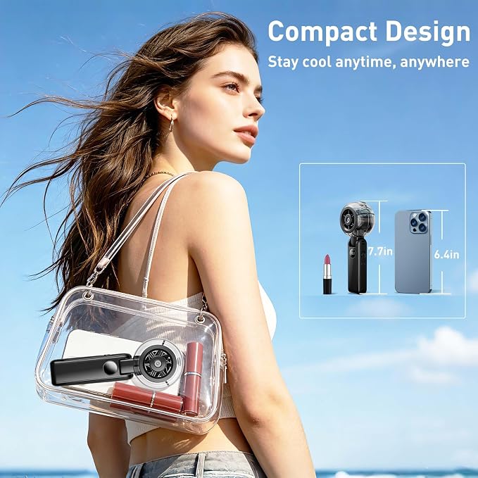 Portable Handheld Misting Fan, Personal Fan that Blow Cold Airflow | USB Rechargeable, LED Display, 100 Speeds, 155° Foldable, Small Neck Fan for Outdoor Travel, Sports Events, Gifts for Men