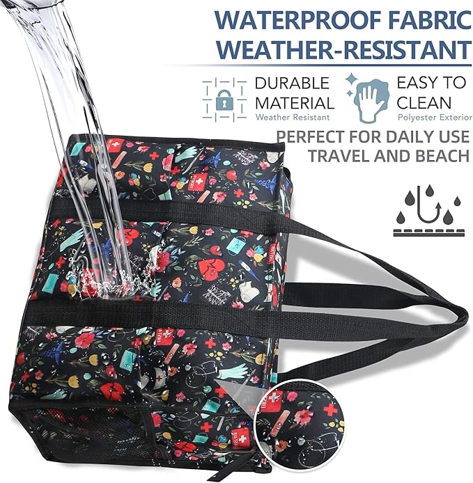 ABAMERICA Nurse Bags for Work Nursing Bag Multiple Pockets Waterproof Organizing Zip Top Clinical Bag for Nursing Students
